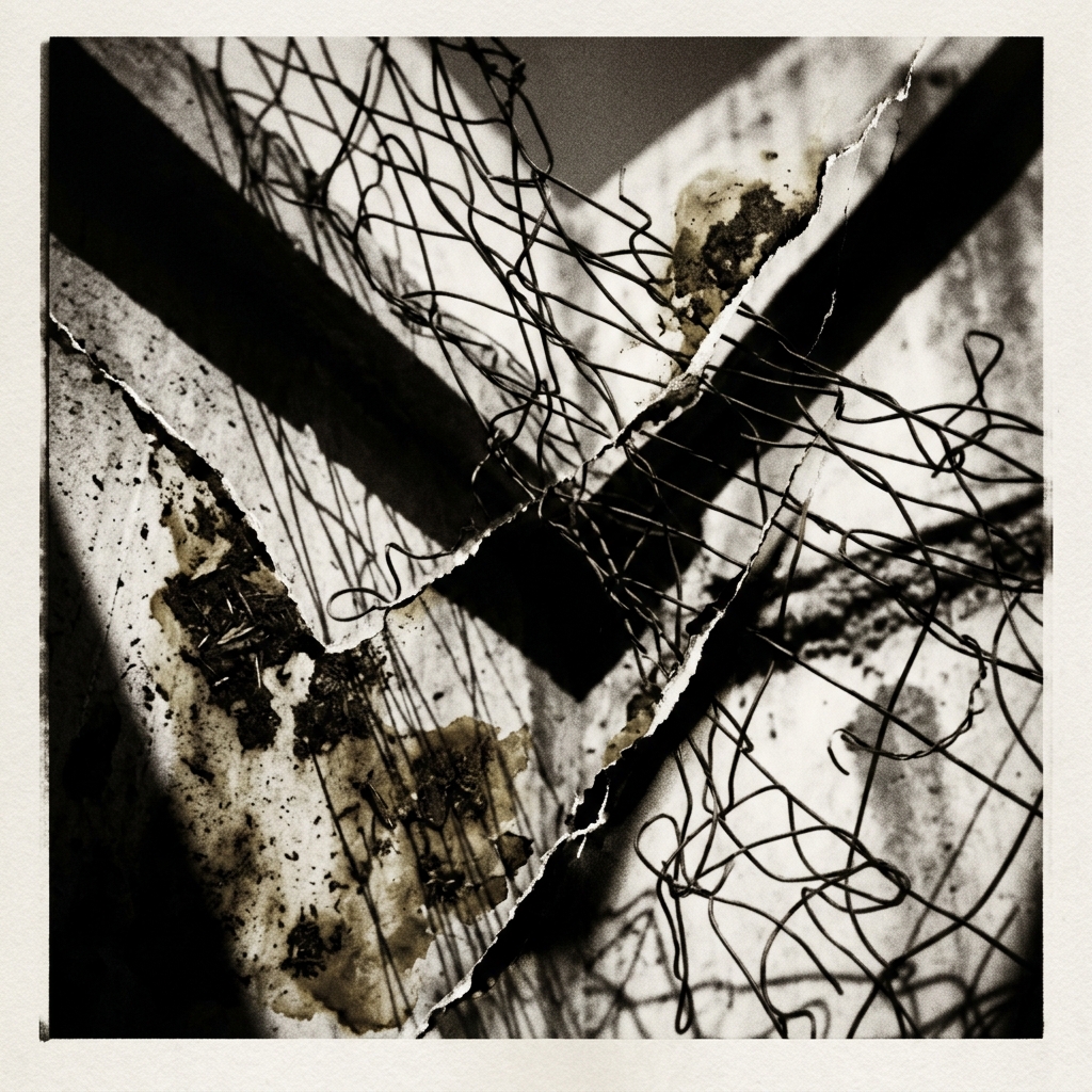 Blurred abstract structural net shadows on concrete blemish contours